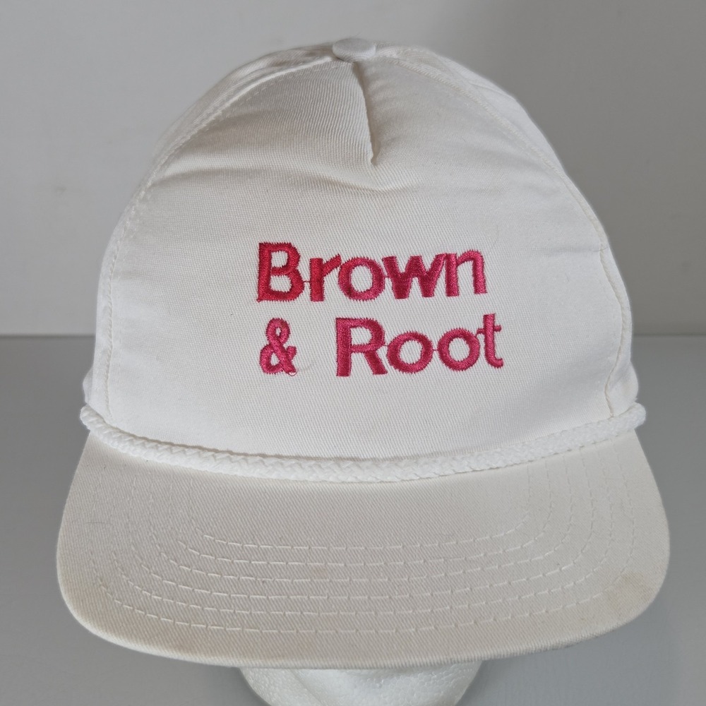 Vintage Brown & Root White Adjustable Strapback USA Hat - STAINED